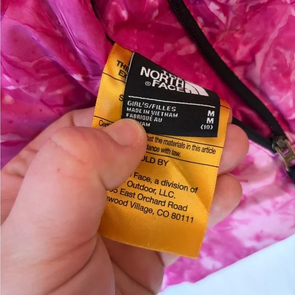 North Face Girls Reversible Black Jacket with Pink inside size M - Picture 8 of 9